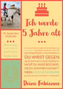 Einladung Kindergeburtstag Ponyreiten